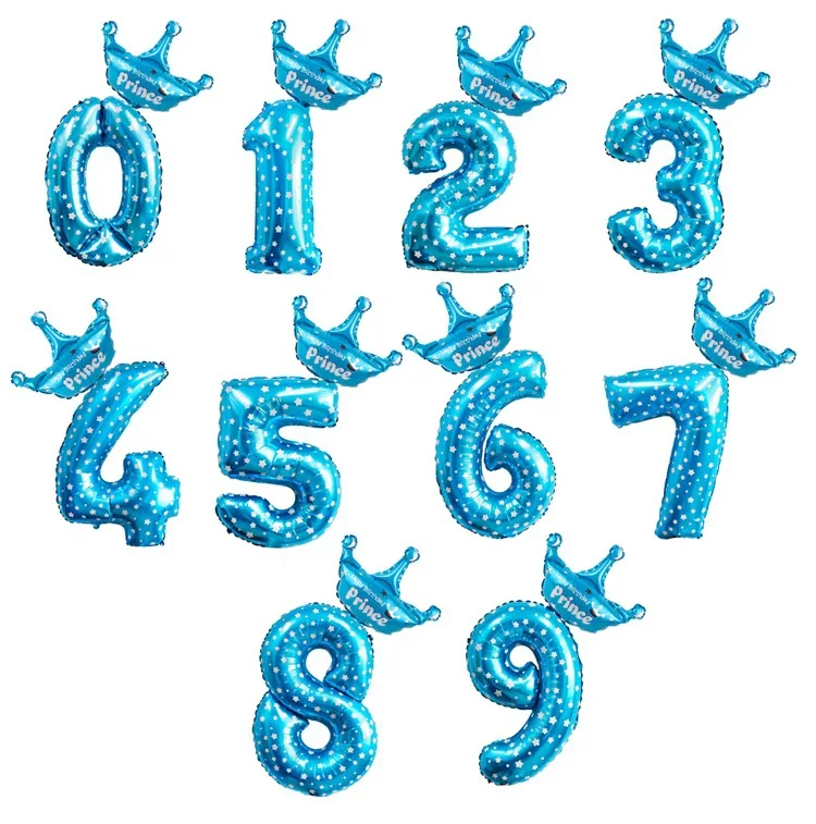 Blue crown FENGRISE 32 дюймов золотой Количество шаров День Рождения шар Корона Фольга шар День Рождения Декор 1 2 3 4 5 6 7 8 9 лет вечерние поставки шары воздушные - Цвет: Blue crown