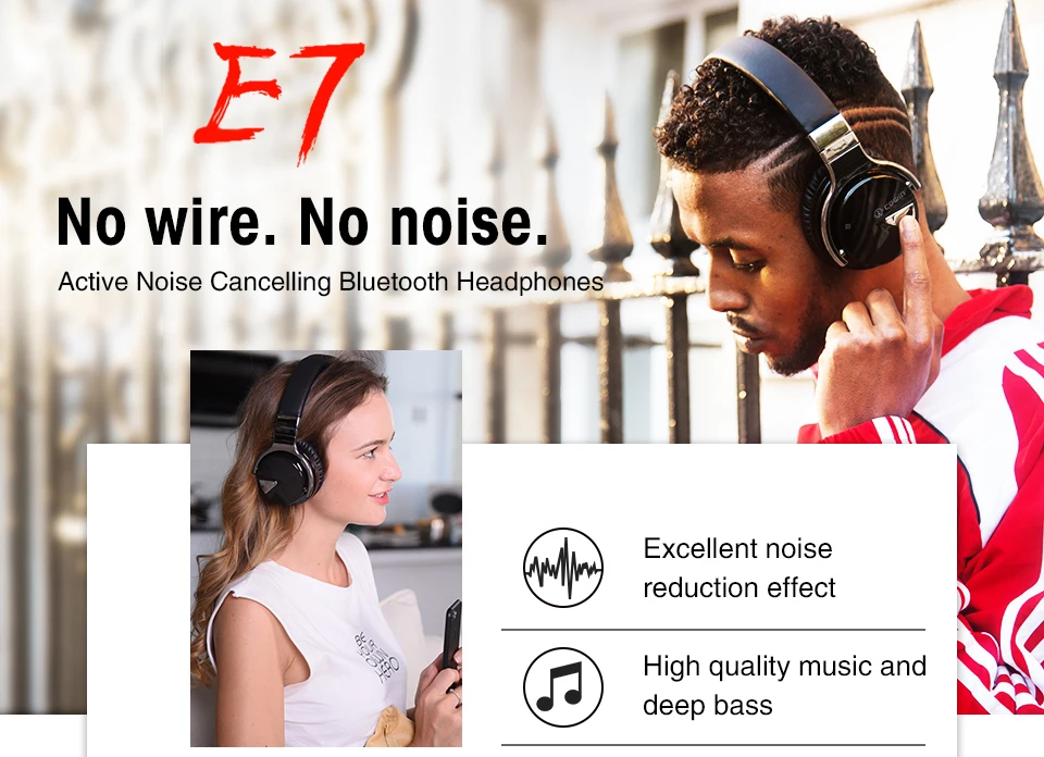 Cowin E-7, bluetooth наушники, беспроводная гарнитура, anc, активные наушники с шумоподавлением, Накладные наушники, стерео, глубокий бас, шлем