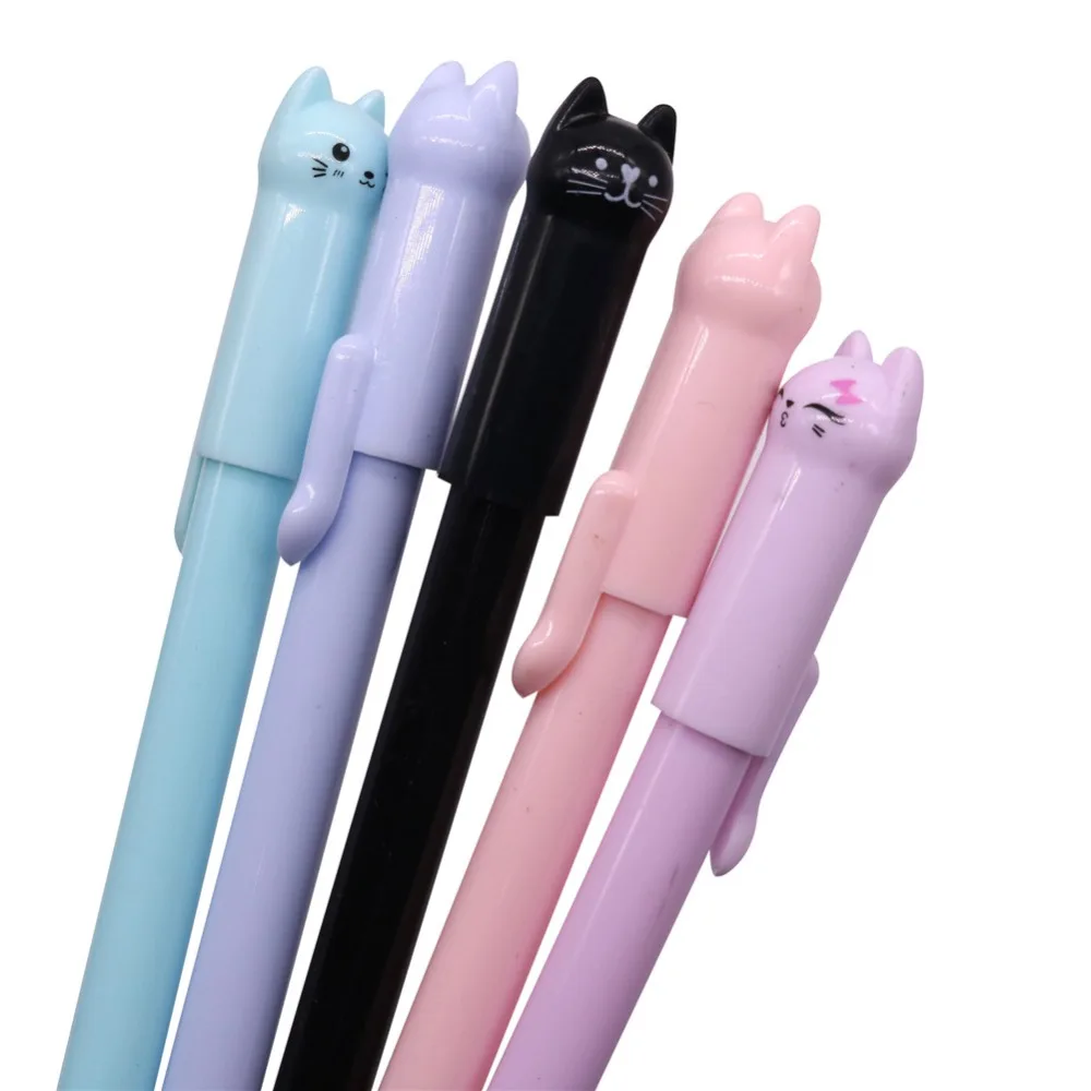 

17 pcs 0.38mm Gel Pen The Wagging Cat Pen Ink Pen Promotional Gift Stationery School & Office Supply Six-color Mixed Delivery