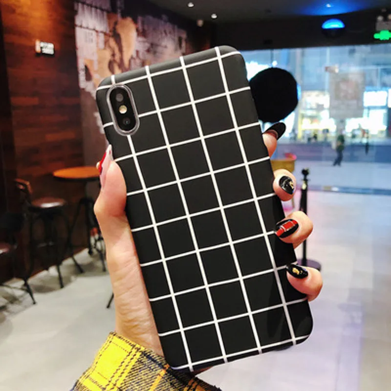 Ottwn сетка в полоску чехол для телефона для iPhone 11 Pro 7 8 Plus XR XS Max простая задняя крышка для iPhone 6 6S Plus твердая модная задняя крышка - Цвет: T1
