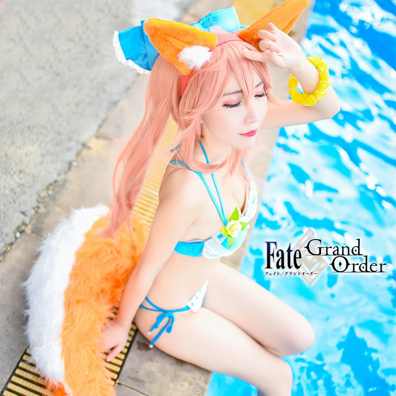 Аниме! Fate/EXTELLA Tamamo no Mae купальник красивая форма карнавальный костюм летний