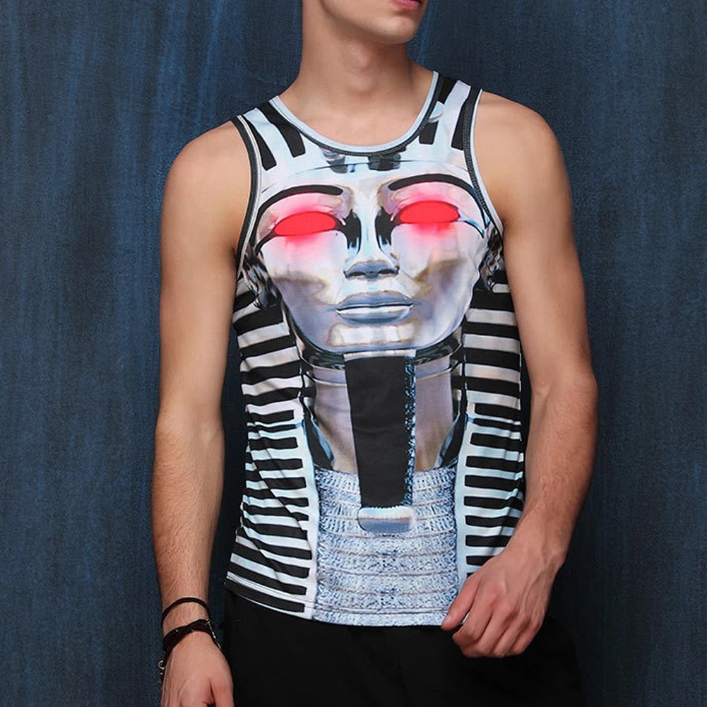 Летние 3D Египетские фараоны принт для мужчин жилет танк Повседневный Топ без
