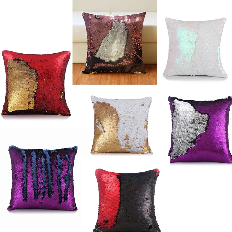 40*40 см Двусторонняя наволочка Русалочка с блестками для подушки волшебная