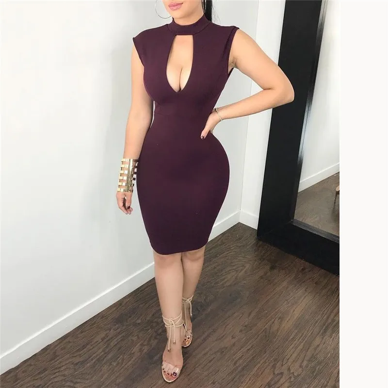 Новый 2018 женское платье без рукавов тонкая водолазка хип сексуальное Bodycon Платья