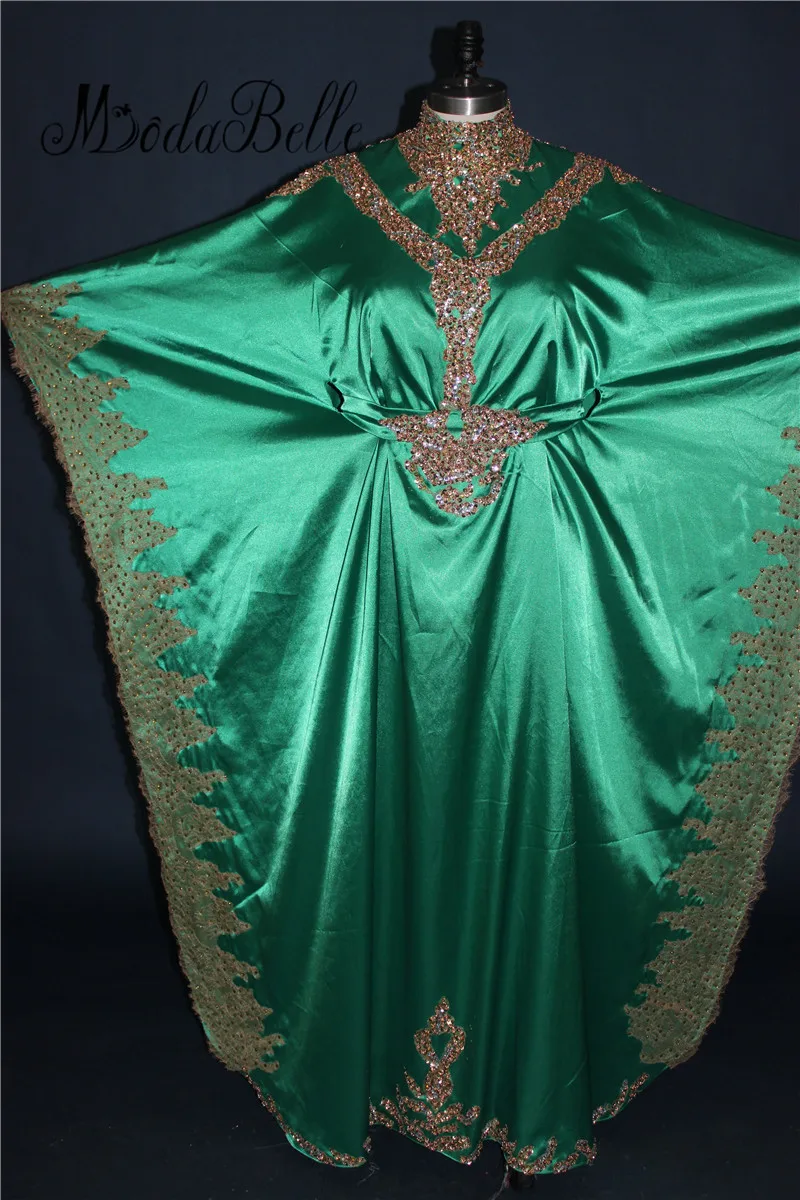 Modabelle Дубай Кафтан зеленое вечернее платье с золотой аппликацией из бисера Caftan