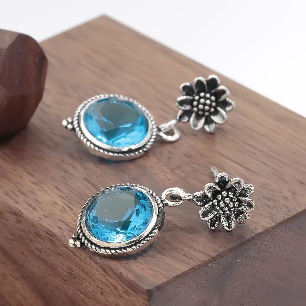 Роскошные уха Длинные Висячие серьги для Для женщин круглый голубой цвет с