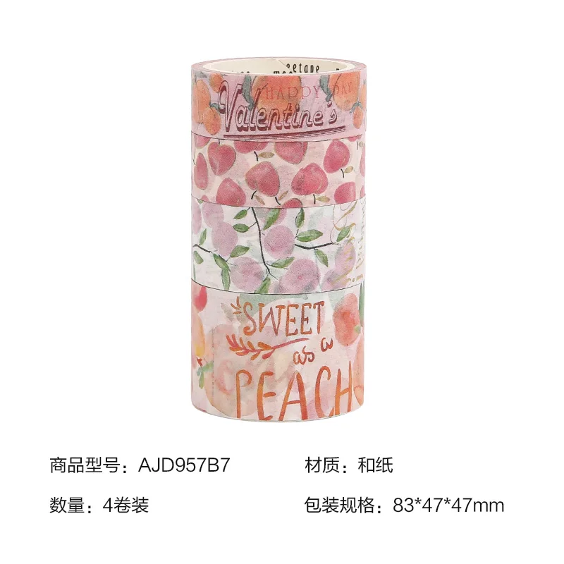 4 Rolls Value Pack Andstal "Сладкий персик" Kawaii Скрапбукинг набор декоративного скотча Васи декоративная пуля журнал поставок M& G маскировки наклейки с лентами whasi - Цвет: 4 Rolls Value Pack