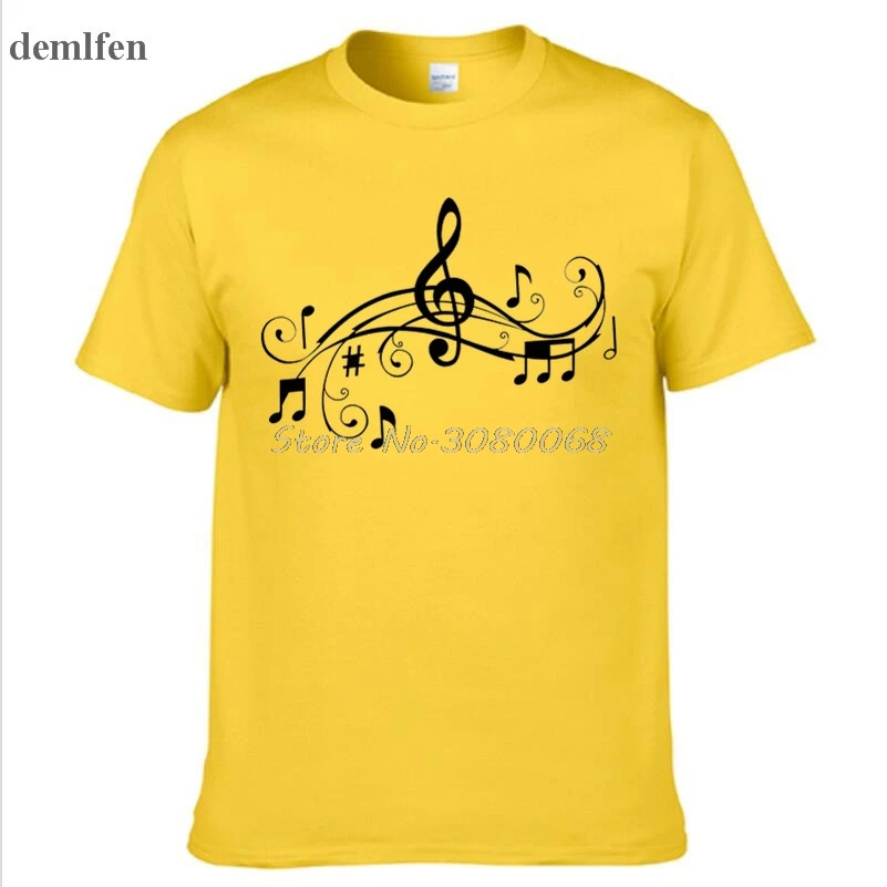 Funny Art Music Notes Design T-shirt Hipster Printed Cool Tee Men's Cotton Short Sleeve T Shirt Birthday Gift | Мужская одежда
