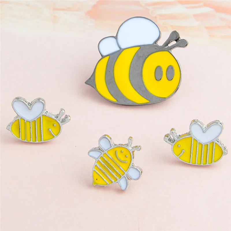 4 шт. Новинка Медоносная жесткая эмалированная брошь кнопка Милая с изображением