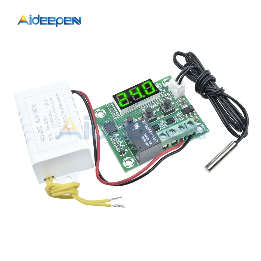 W1209 AC 110V 220V Цифровой термостат Контроль температуры переключатель контроллер