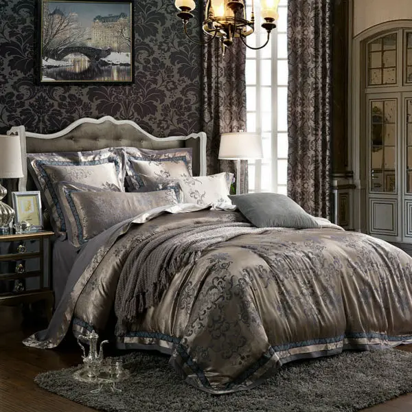 6 шт. Европейская мода жаккард шелк хлопок кружево роскошные комплекты