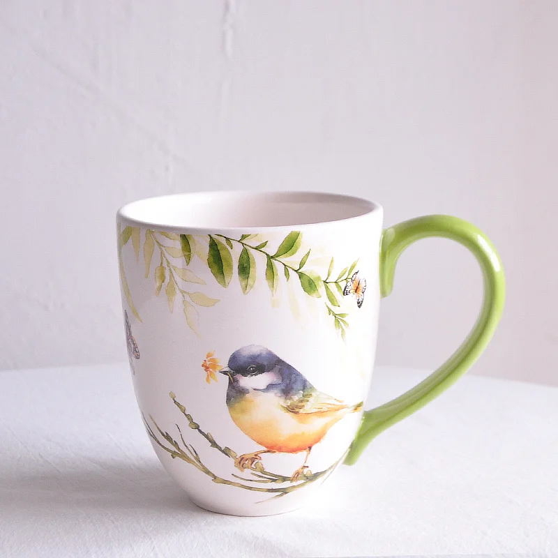 Большая емкость 800 мл керамические кружки серии цветов и птиц чашка для молока