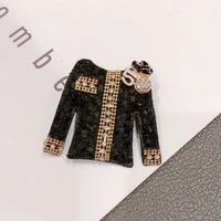 luxury hand made vintage clothes brooch collar fashion letter 5 pearl fringe corsage pin woman accessories