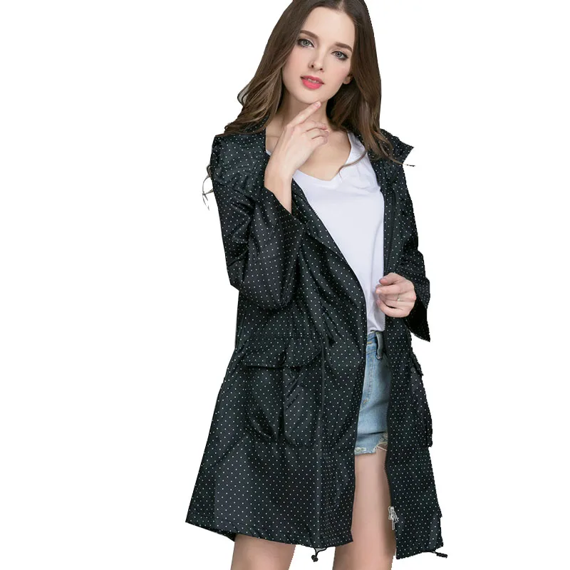 

Long Raincoat Women Ladies Rain Coat Fashion Women's Rainwear Breathable Portable hooded womens rain jacket windbreaker 3DYY003
