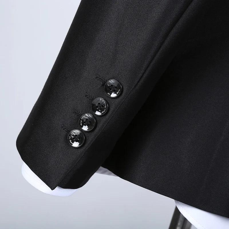 Мужская одежда самый модный элегантный яркий черный мужской костюм Slim Fit