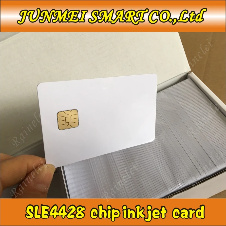 100 шт. ISO7816 ПВХ пустая карта SLE4428 чип 1 к контакт IC смарт-карта для струйного принтера