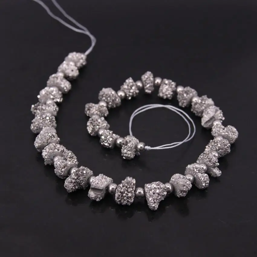 AAA Grade 15 5 &quotнитей Silvers Титан Druzy Quartz Geode Nugget кусочки свободные бусы сырой Кристалл