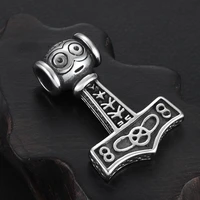 stainless steel viking thor hammer pendant hole 8mm for necklace diy accessories findings jewelry making men axe charms supplies