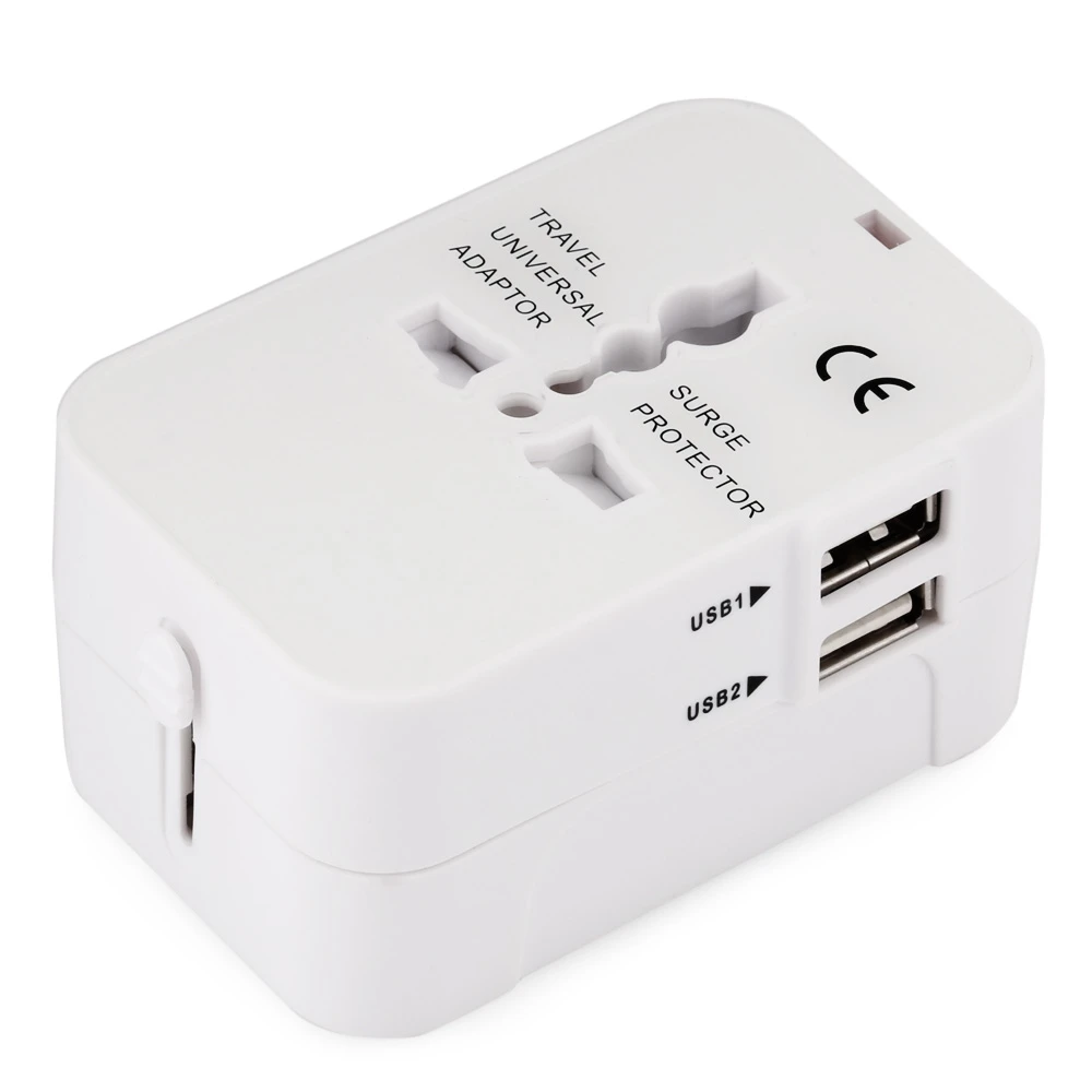 Международный адаптер питания для путешествий Dual USB порты и разъёмы падение