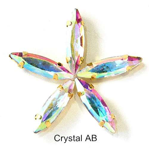 Crystal AB 4x15 мм, 50 шт., цветные стразы в виде лошадиных глаз, пришитые на коготь стразы в виде листьев из стекла, пришитые стразы с золотым коготком, свадебное платье B3742 - Цвет: Crystal AB