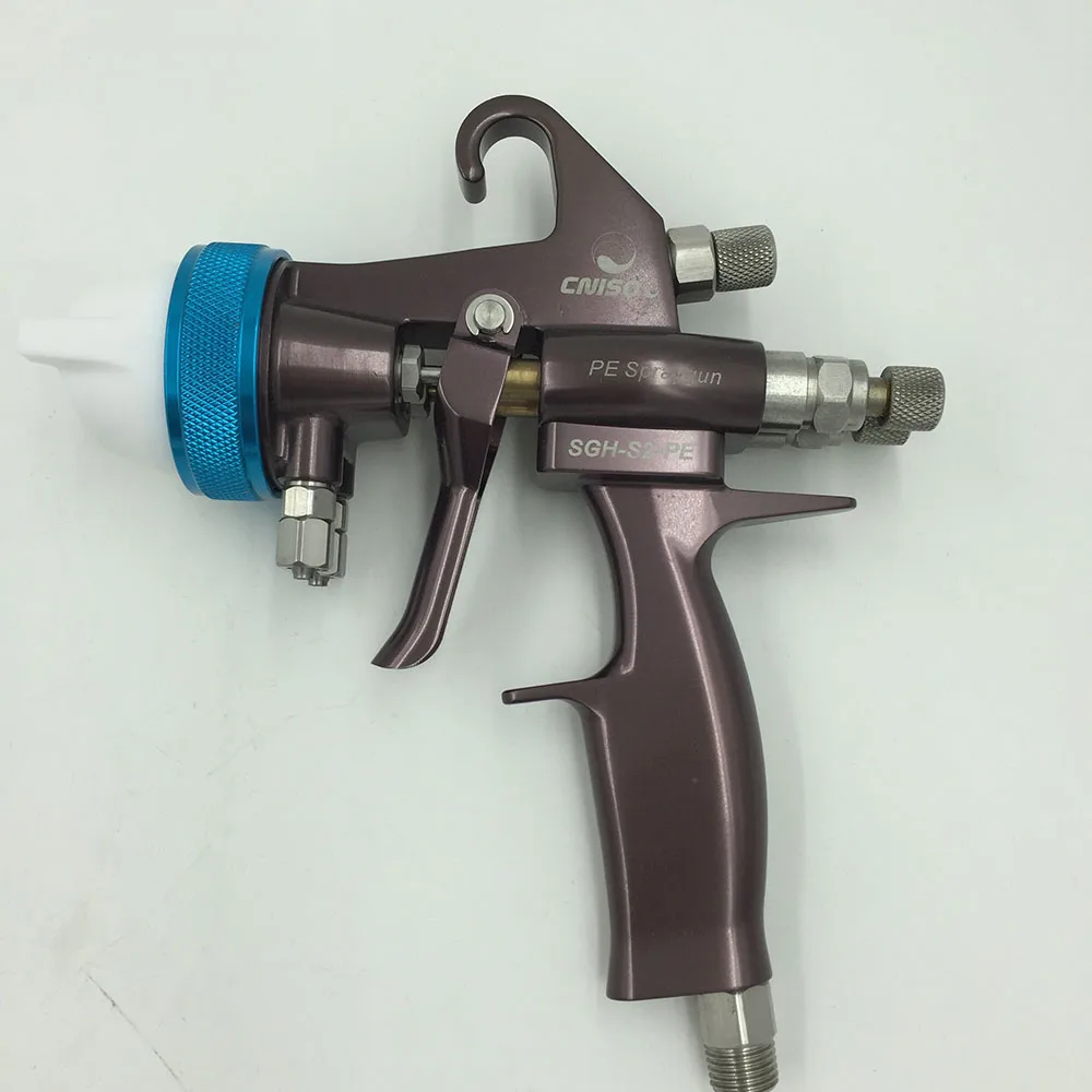 Goedkoop SAT1202 Airbrush Sproeier Hoge Druk Verf Pistool Druk Feed Automotive Verf Pistool Verchromen Dual Nozzle Spuitpistool
