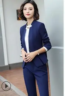 blazer and pant Модный приталенный женский пиджак с разрезом и длинным рукавом, OL Блейзер, элегантная верхняя одежда из двух частей, брючный костюм, деловая, офисная, рабочая одежда 9993 - Цвет: blazer and pant