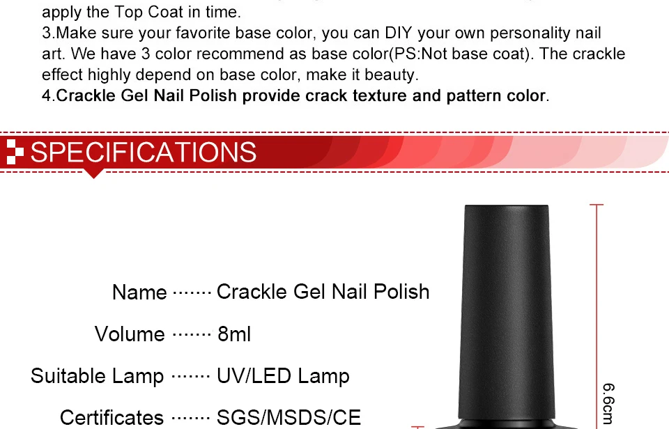 Paraness Fashion Lucky Soak Off 3D Гель-лак для дизайна ногтей ноготь с эффектом трещин лак Crackle UV Гель-лак 8 мл 12 цветов нужна Светодиодная лампа для ногтей