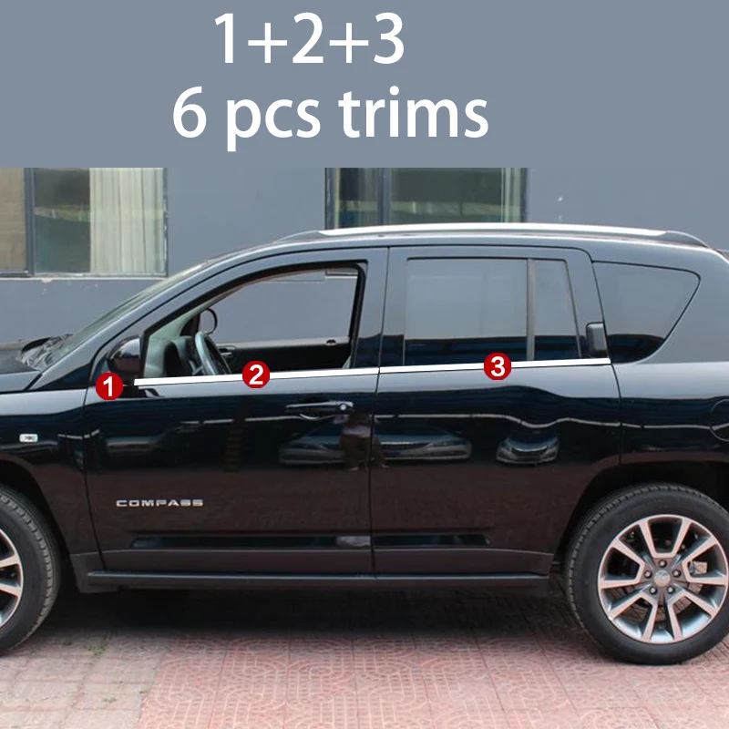 Lsrtw2017 304 нержавеющая сталь окна автомобиля планки для jeep compass 2007-2017 2016 2015 2014 2013 2012