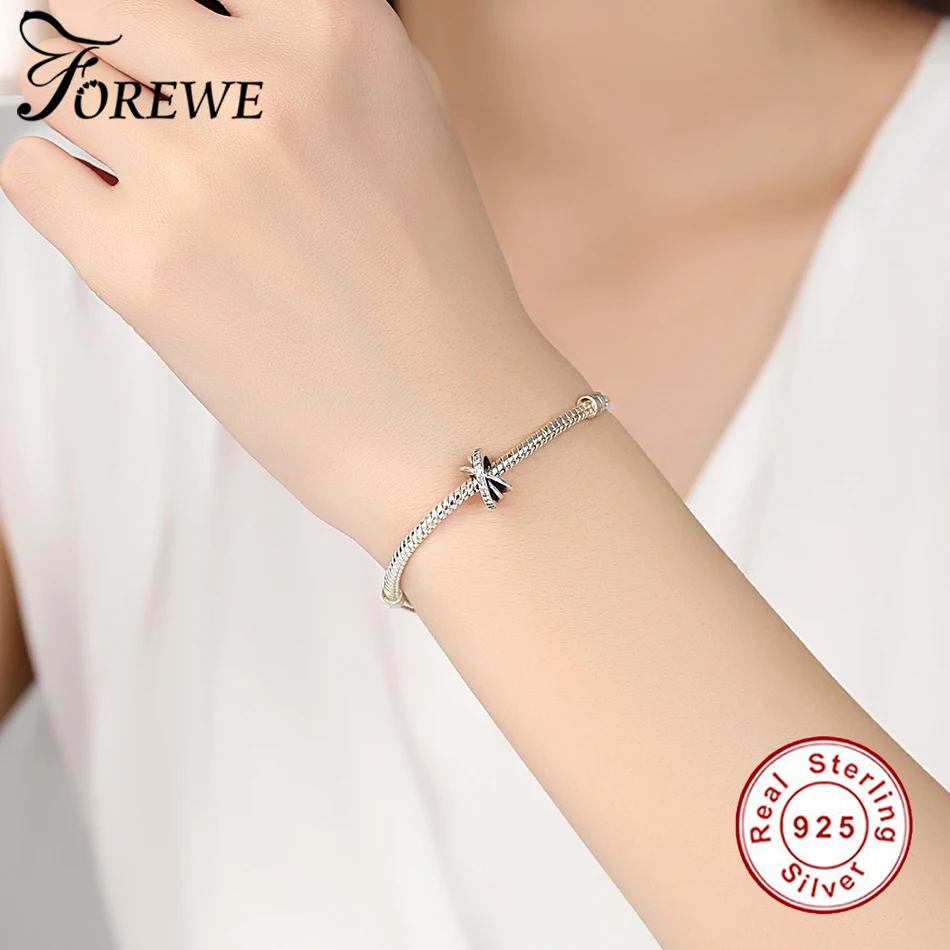 FOREWE 100% 925 пробы серебристый неправильной формы Круглый AAA циркония бусы шарма