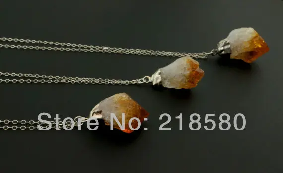 Женское Ожерелье из серебряных звеньев с цитрином | Украшения и аксессуары