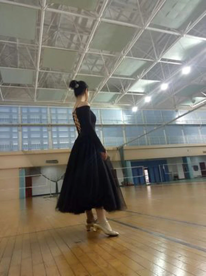 Женское бальное танцевальное платье высокого качества с длинным рукавом