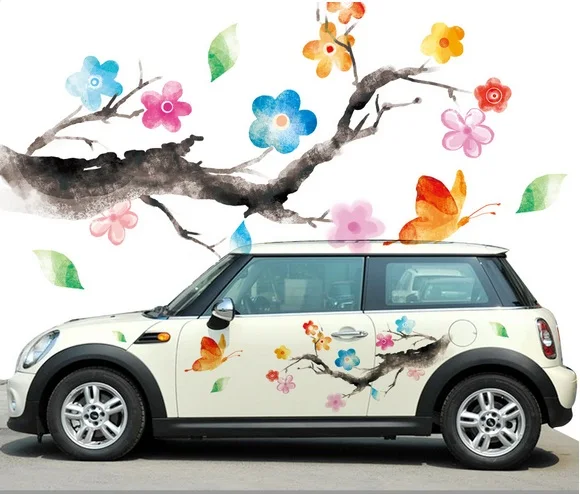 Наклейки для автомобиля с левой стороны двусторонняя бабочка дерево красочное