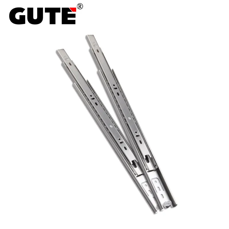 GUTE Stainless Steel Three Section Drawer Slide Furniture Guide Rail Track Wardrobe Kitchen Cupboard Side Mounting | Обустройство