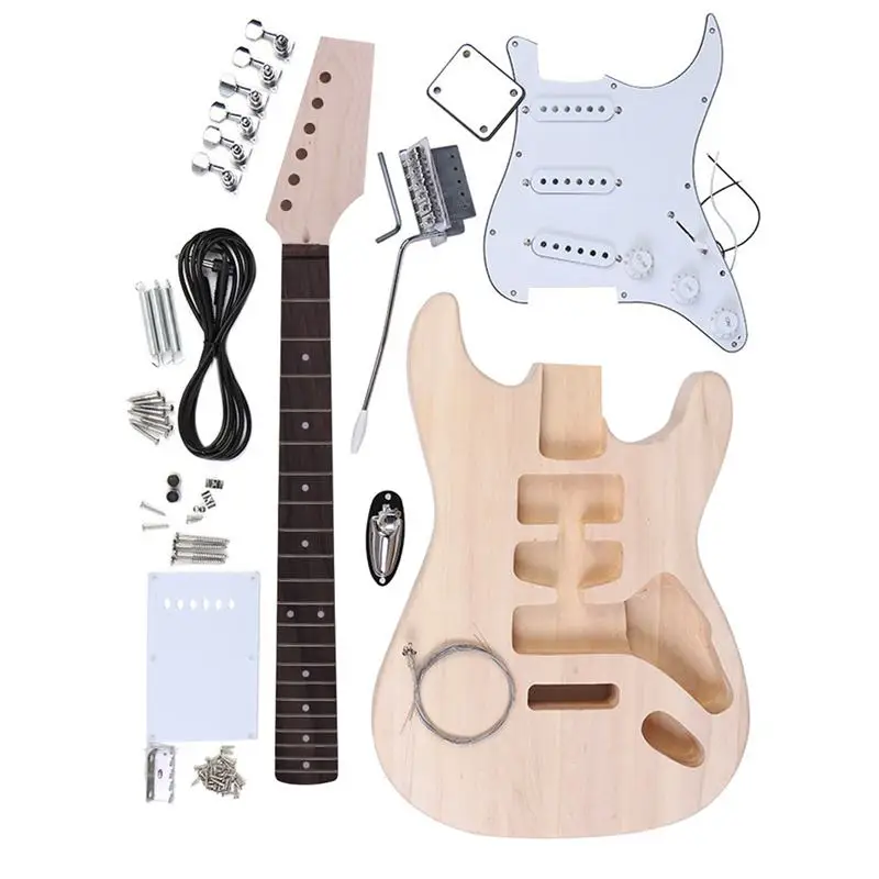 DIY Unfinished Project Luthier ST Electric Guitar Kit Maple Neck Set | Спорт и развлечения