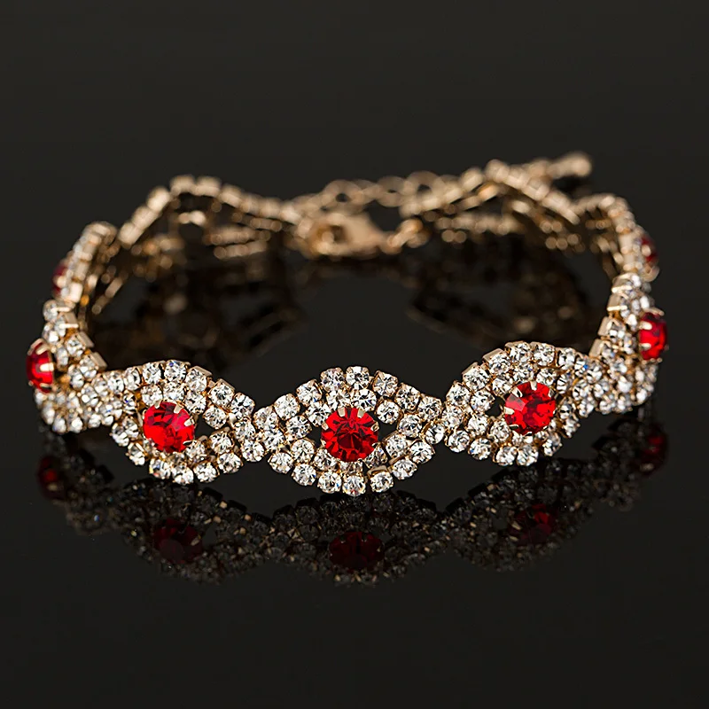 Wholesale Gold &amp sliver Color plated Rhinestone Crystal String Charms Chain Link Bracelet for women B013 | Украшения и