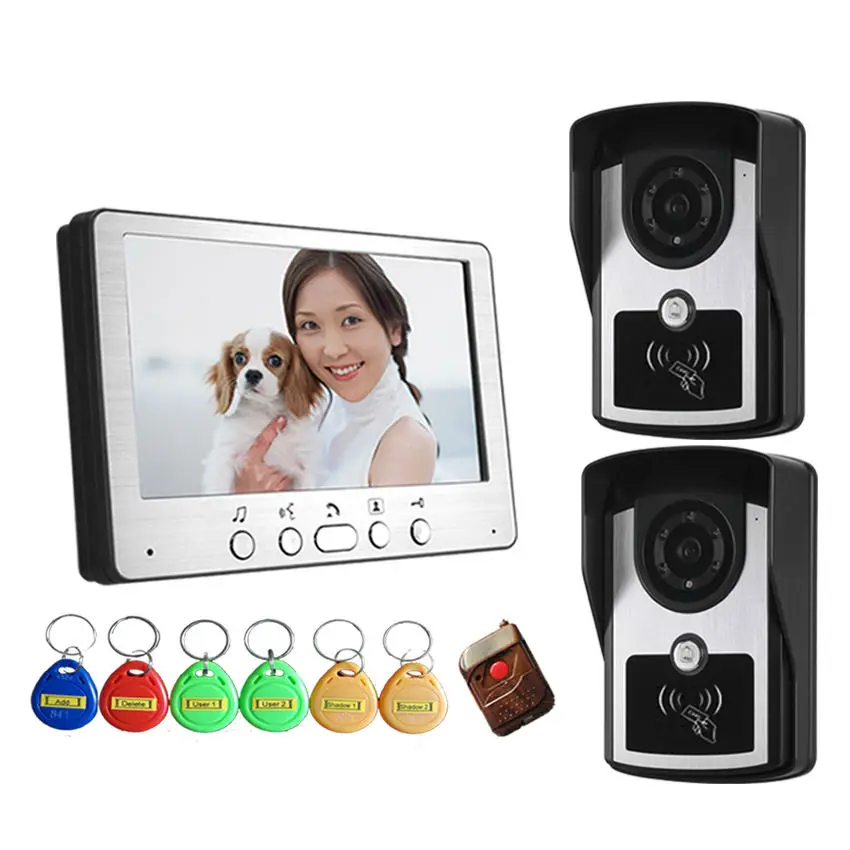 Видео-телефон двери + 2 камеры проводной дверной звонок видеодомофон монитор 7