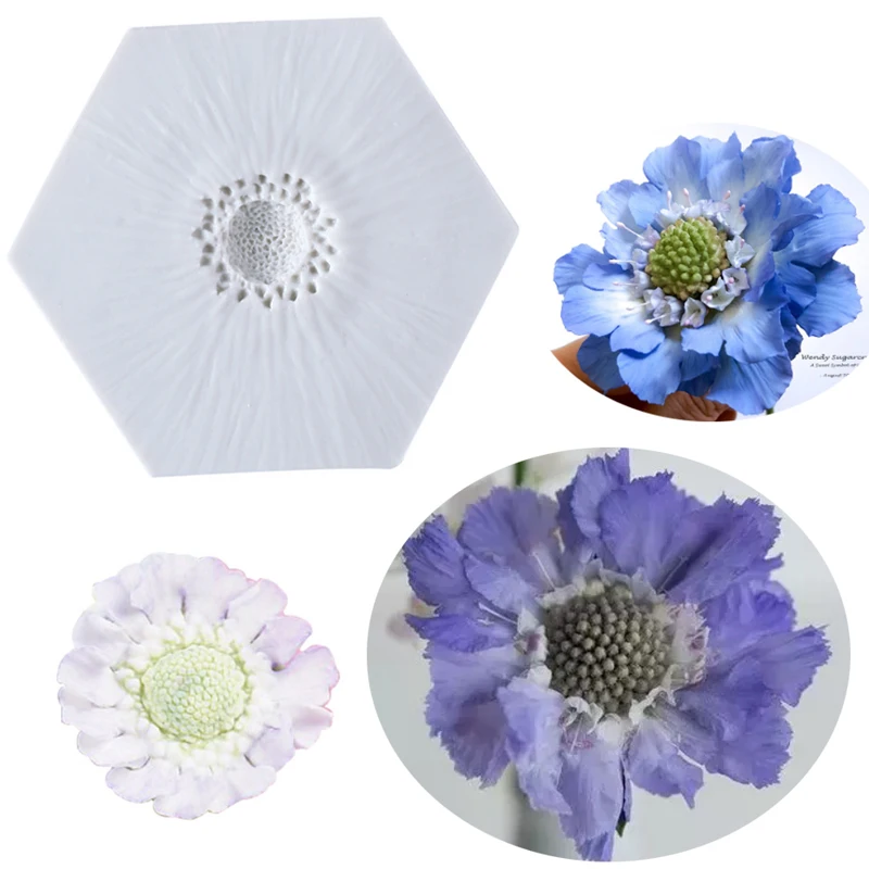 Силиконовая форма Scabiosa с тычинками для помадки инструменты украшения тортов