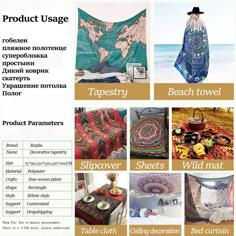 Boho настенный гобелен с мандалой из полиэстера ткань 200*150 см современный колледж