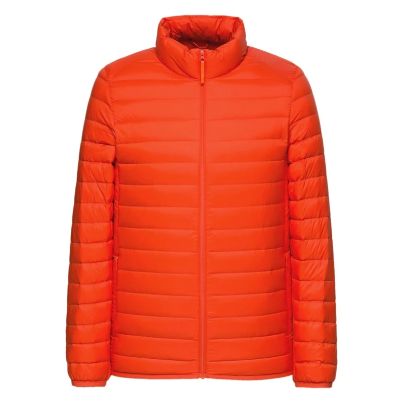 orange red Новинка, мужской пуховик, зимний, портативный, теплый, 90%, белый, утиный пух, с капюшоном, натуральный мех, воротник, мужской пуховик, водонепроницаемый, для мужчин - Цвет: orange red