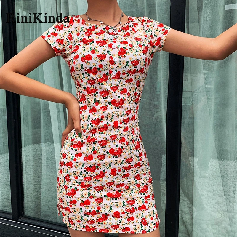 Dinikinda/популярное летнее женское платье с круглым вырезом и коротким рукавом
