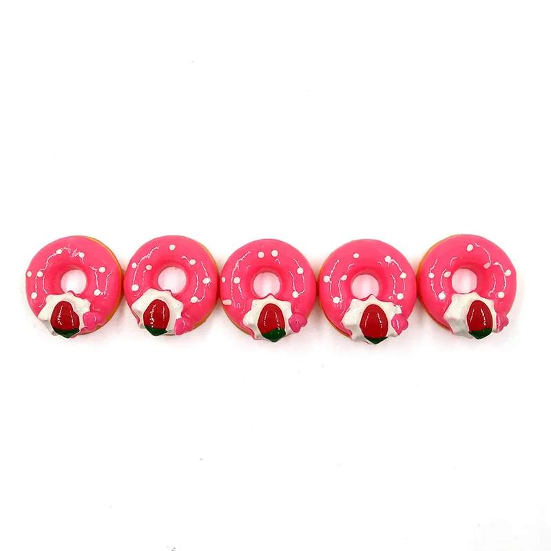 Rose Red Donut 5 шт. имитация десертного торта пончик миниатюрная фигурка персонажа мультфильма еда садовый торт украшения фигурки экшн-модель куклы - Цвет: Rose Red Donut