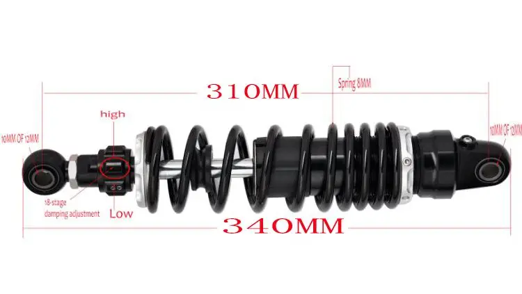 Азотные амортизаторы 8 мм пружина 305 310 320 для мотоциклов Honda Yamaha Suzuki Kawasaki кроссовки