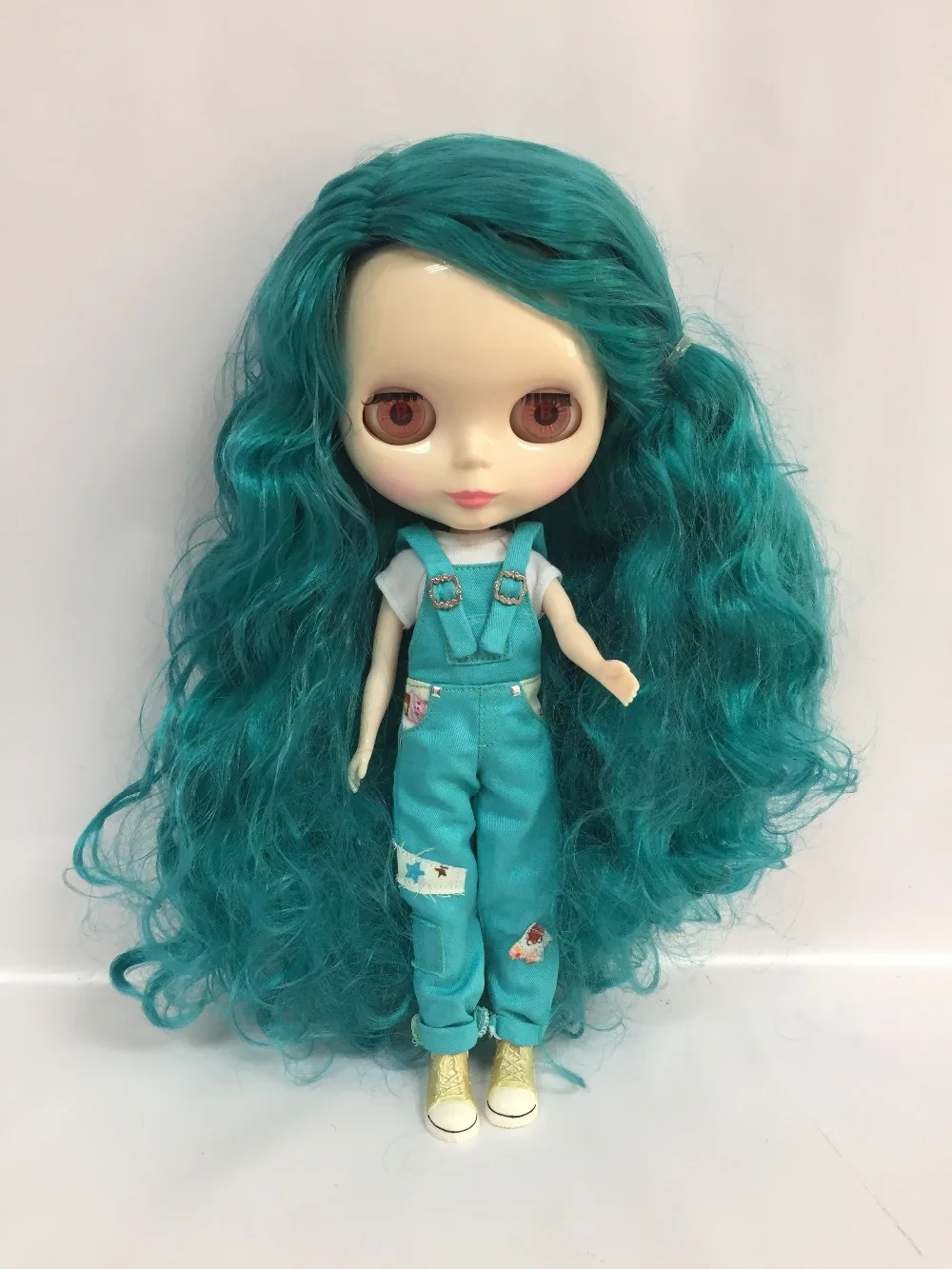 Кукла блайз Обнаженная с зелеными волосами Заводская кукла большим глазом