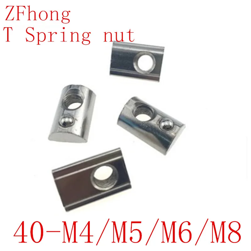 

20PCS M4 M5 M6 M8 T Spring Nuts Half Round Elasticity Spring Nut for 4040 Series Aluminum Extrusion Profile