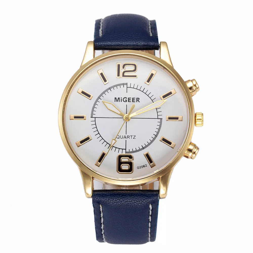 2019 Новый бренд моды Ретро дизайн кожаный ремешок аналог кварцевый Сплав Мужские