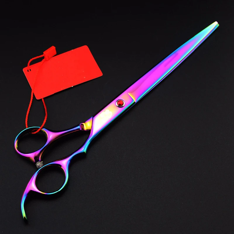 Professional Pet Grooming Scissor 8inch Hair Straight Cutting Scissors Dog Shears Sharp Edge Colorful Painting with Bag | Красота и