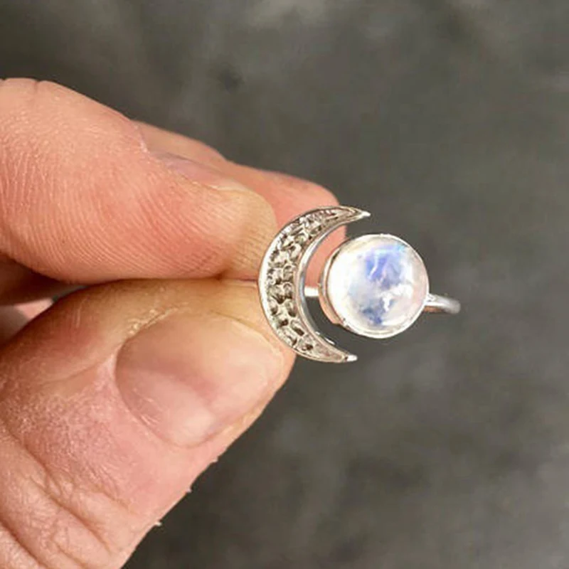 Женское кольцо с Луной и камнем 2019|Кольца| |