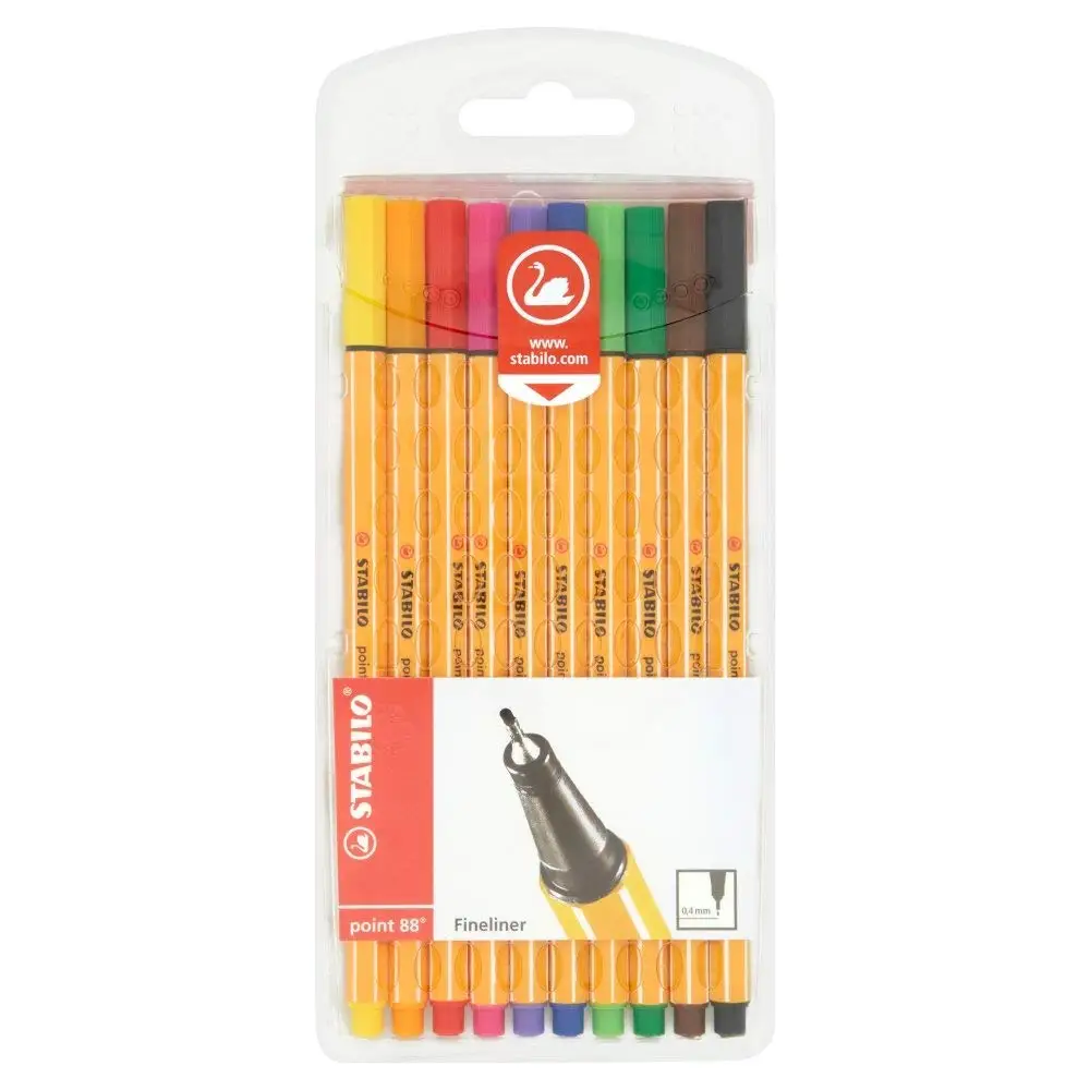 Stabilo Point 88 Fineliner ручки для иллюстраций, очень тонкий дизайн продукта художественный маркер Графический 0,4 мм 10/20-цветной пластиковый Чехол Набор - Цвет: 10 Colors-88point