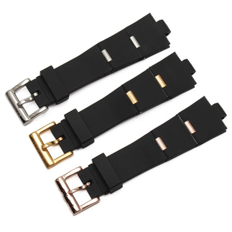 22mm 24mm Men Woman Black With Silver Rose Gold Buckle Silicone Rubber Watch Band Strap For  BVLG Diagono Bracelet Wristband