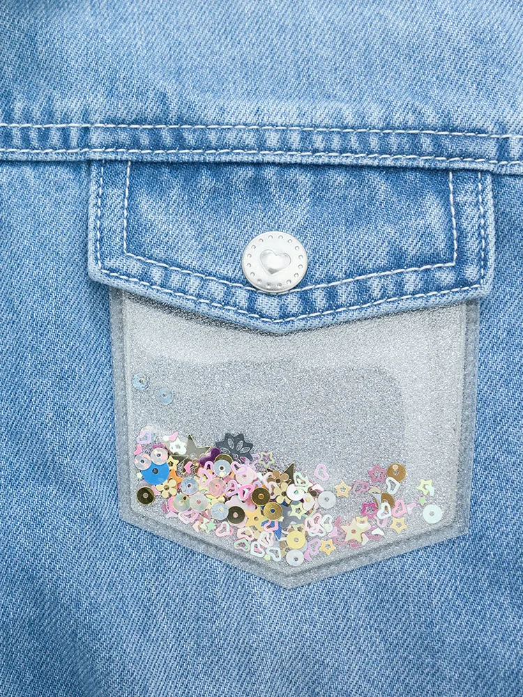 Balabala Kids Girls Contrasting Denim Jacket with Destruction Jean Children Toddler Girl Spring Autumn Clothes | Детская одежда и